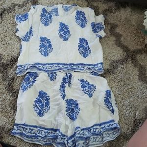 Two piece crop top and shorts